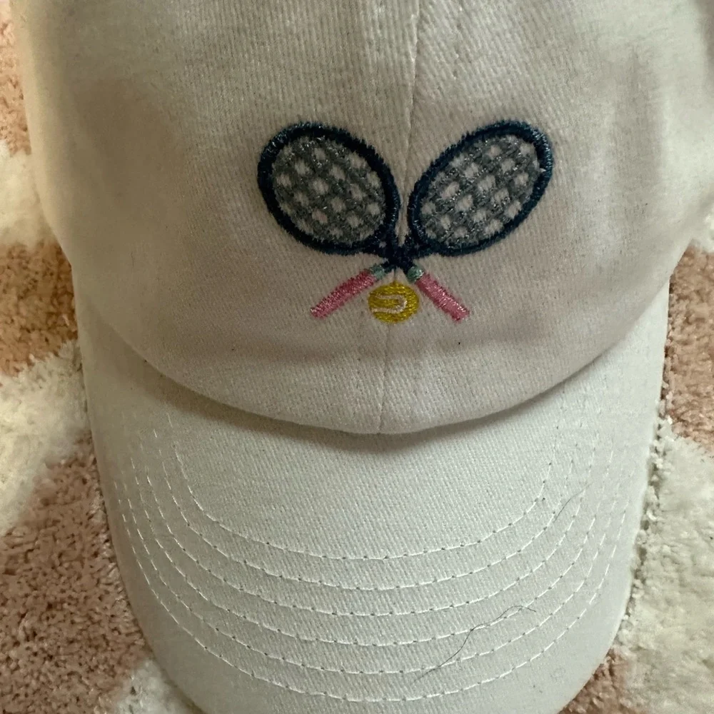 Kids Tennis Embroidered Cap - White